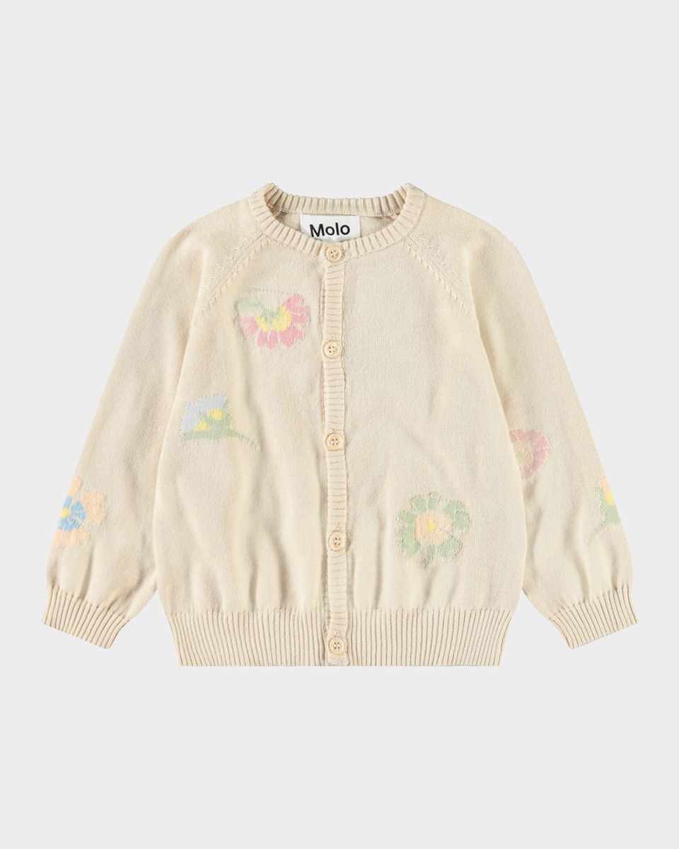 Girl's Brody Cardigan W/ Floral Accents, Size 3M-2